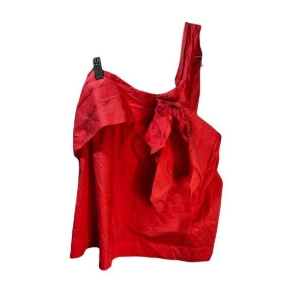 J.Crew‎ Womens One-Shoulder Red Bow Top Size 4 Cotton - Picture 2 of 6
